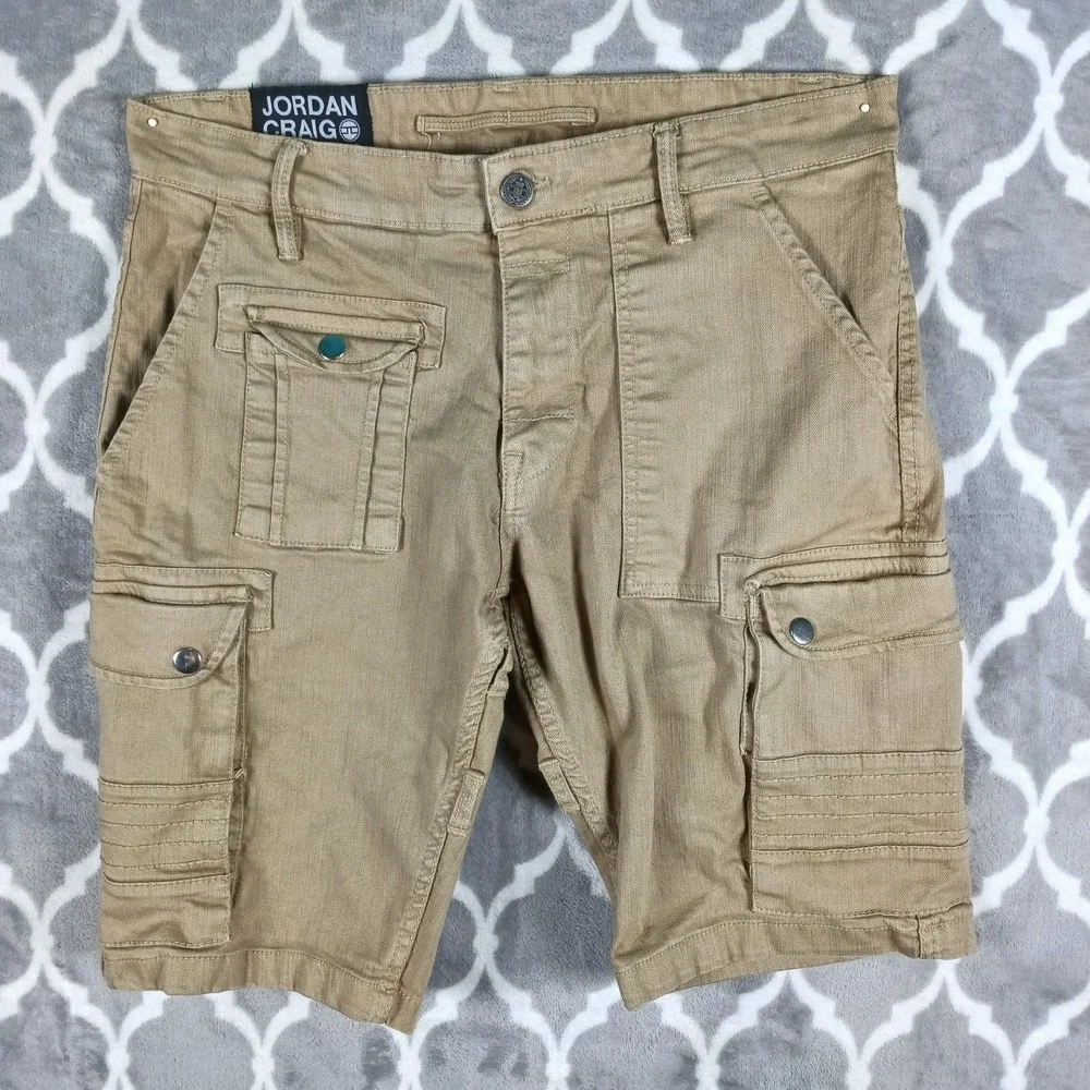 Jordan Craig Cargo Shorts Men Size 32 Tan Cairo Urban Utility Safari Tactical
